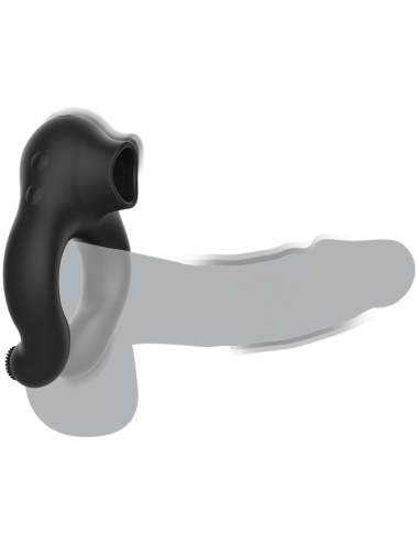 BLACK&SILVER - ANILLO VIBRADOR SILICONA 3 MOTORES RECARGABLE NEGRO