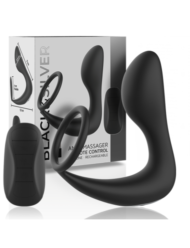 BLACK&SILVER - MASAJEADOR ANAL CONTROL REMOTO SILICONA RECARGABLE NEGRO