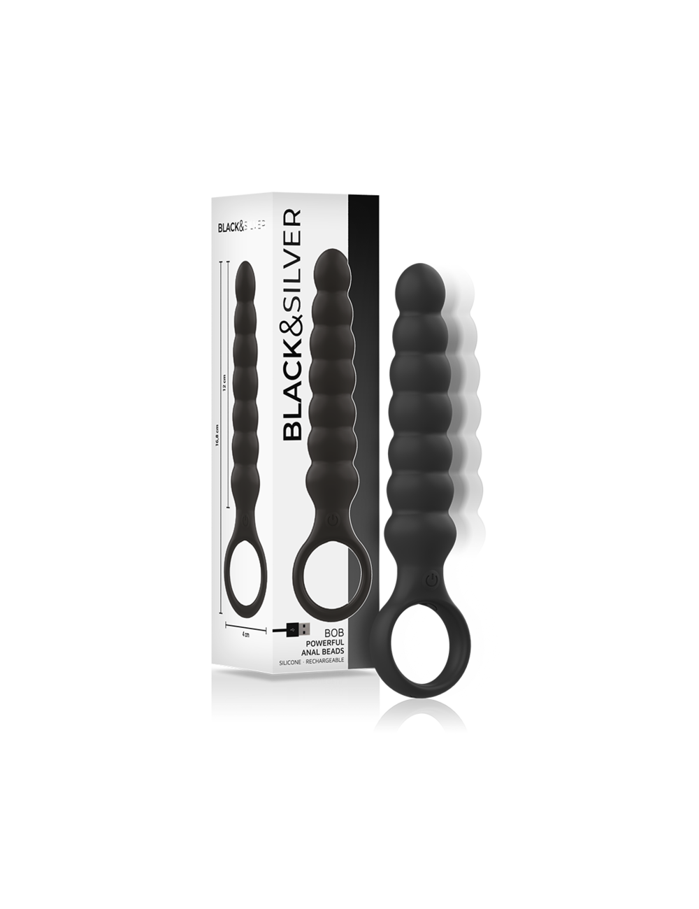BLACK&SILVER - BOB POTENTE VIBRADOR DILATADOR ANAL SILICONA