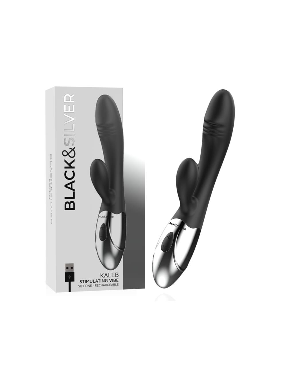 BLACK&SILVER - KALEB VIBRADOR RABBIT SILICON MILTI FUNCION