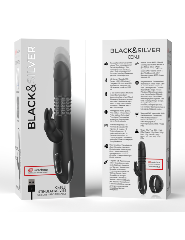 BLACK&SILVER - KENJI VIBRADOR RABBIT UP & DOWN COMPATIBLE CON WATCHME