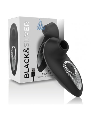 BLACK&SILVER - DRAKE DELUXE SUCKING VIBE SILICONA RECARGABLE NEGRO