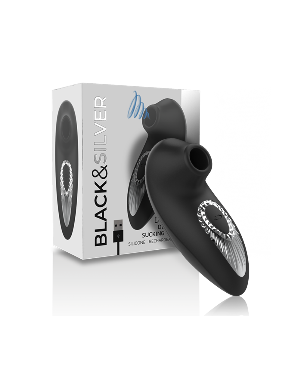 BLACK&SILVER - DRAKE DELUXE SUCKING VIBE SILICONA RECARGABLE NEGRO