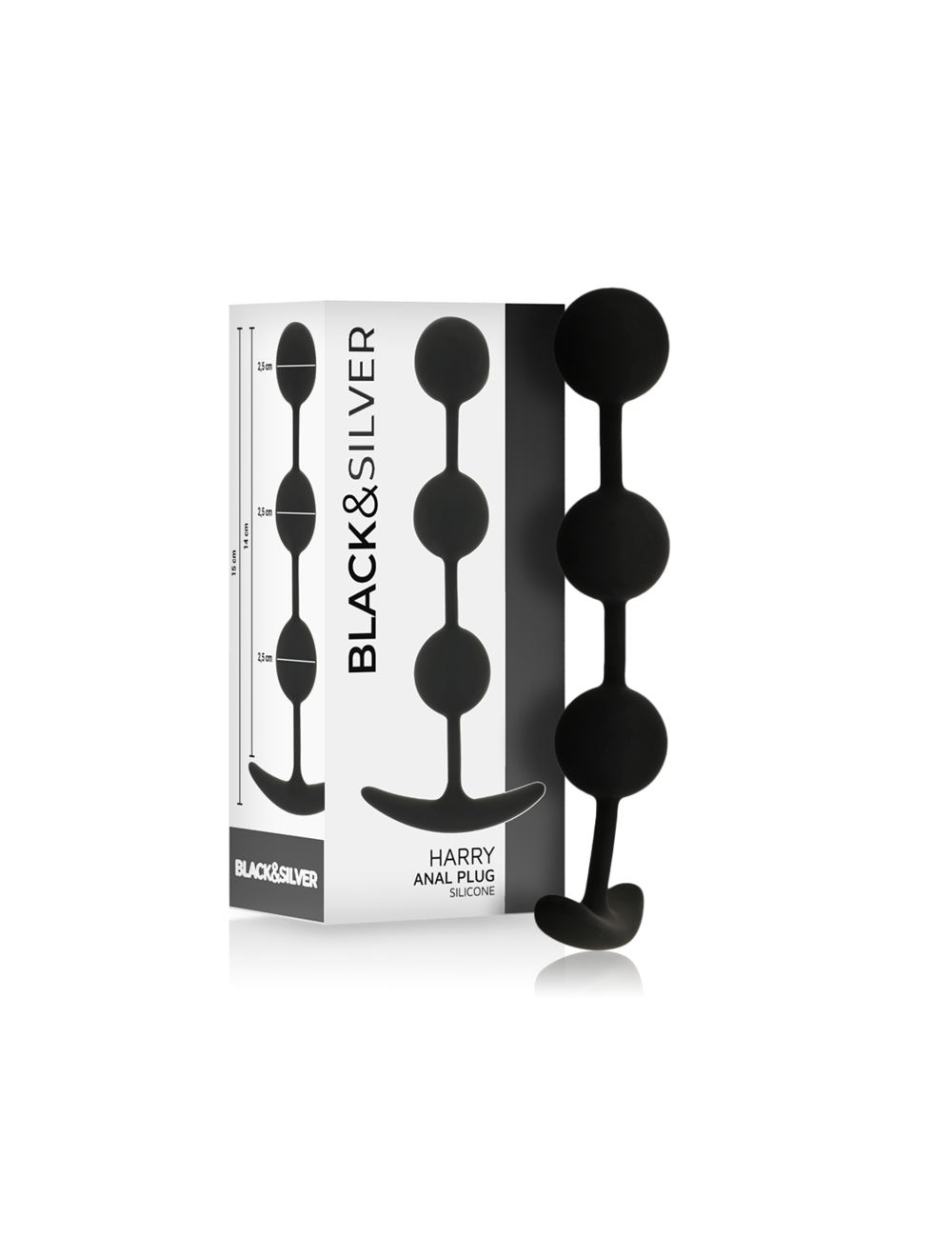 BLACK&SILVER - HARRY ROSARIO ANAL 3 ESFERAS SILICONA 14 CM