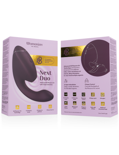 WOMANIZER - DUO NEXT ESTIMULADOR VIBRADOR DUAL CLÍTORIS & PUNTO·G MORADO