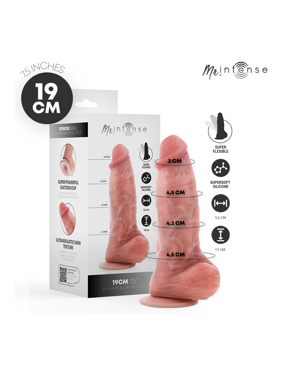 MR INTENSE - SMALL SPENCER DILDO SILICONA 19 CM -Ø- 4.5 CM