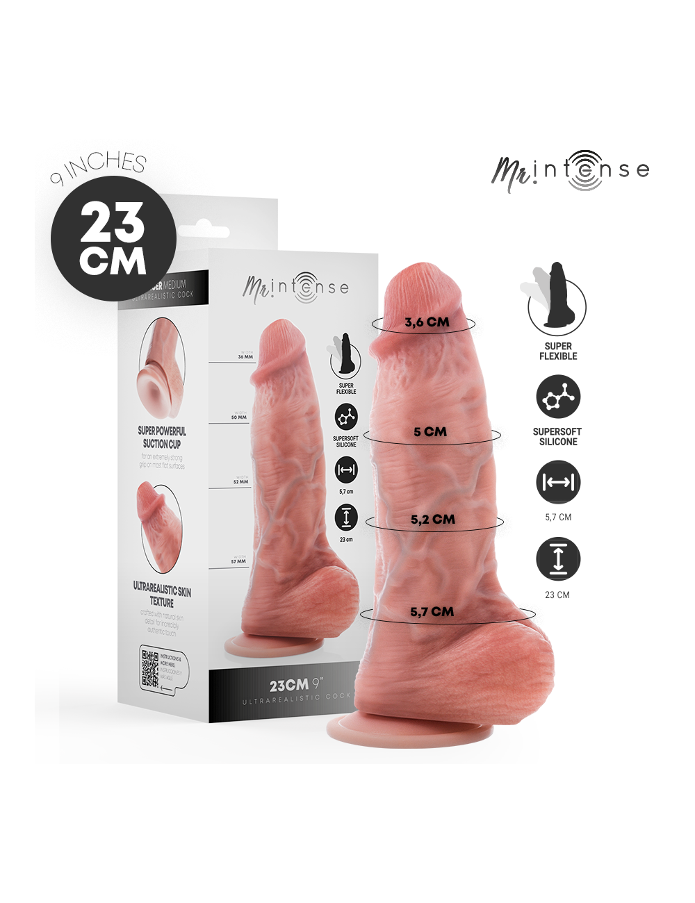 MR INTENSE - MEDIUM SPENCER DILDO SILICONA 23 CM -Ø- 5.7 CM