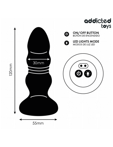 ADDICTED TOYS - PLUG ANAL VIBRADOR THRUSTING Y LUZ LED CONTROL REMOTO
