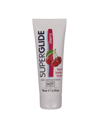HOT - SUPERGLIDE LUBRICANTE COMESTIBLE BASE AGUA CEREZA 75 ML