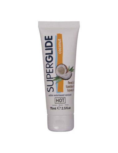HOT - SUPERGLIDE LUBRICANTE COMESTIBLE BASE AGUA COCO 75 ML