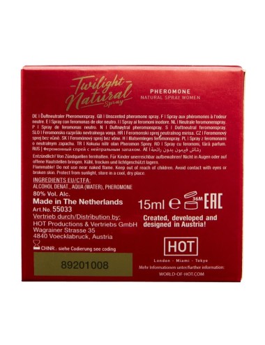 HOT - TWILIGHT NATURAL CON FEROMONAS MUJER 15 ML