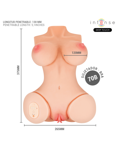 INTENSE DEEP TOUCH - VERO TORSO ANO Y VAGINA CON EFECTO SUCCIÓN, CALOR, VIBRACIÓN Y VOZ CON CONTROL REMOTO 5.5 KG