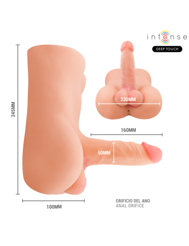 INTENSE DEEP TOUCH - DAMIEN TORSO CON ANO Y DILDO REALÍSTICO CON EMPUJE Y VIBRACIÓN CONTROL REMOTO 3.5 KG