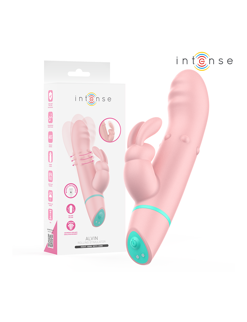 INTENSE - ALVIN ESTIMULADOR RABBIT & VIBRADOR ROLLING + OSCILANTE