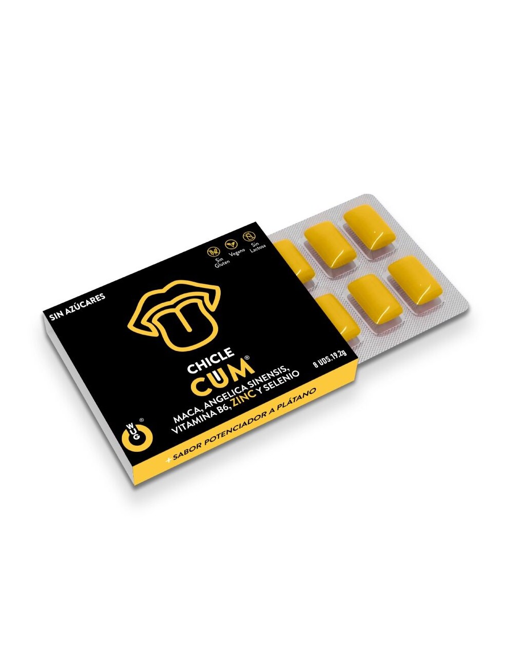 WUG CUM – 1 X 8 UDS | Chicle funcional con sabor a plátano para potenciar la fertilidad