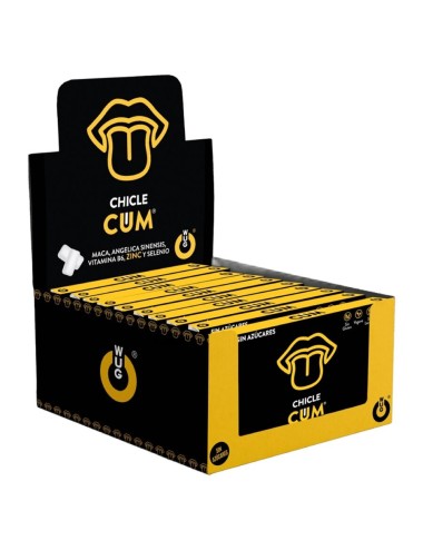 WUG CUM – DISPLAY 12 X 8 UDS | Chicle funcional con sabor a plátano para potenciar la fertilidad