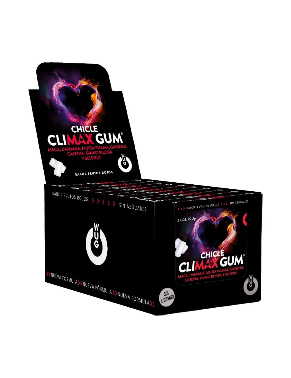 WUG Climax – DISPLAY 12 X 8 UDS | Chicle funcional con Maca