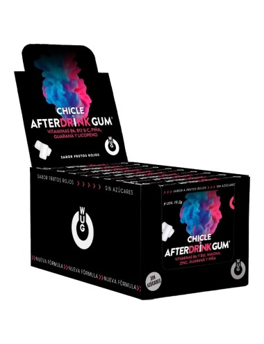 WUG After Drink – DISPLAY 12 X 8 UDS | El chicle funcional que te ayuda a recuperar energía tras la noche