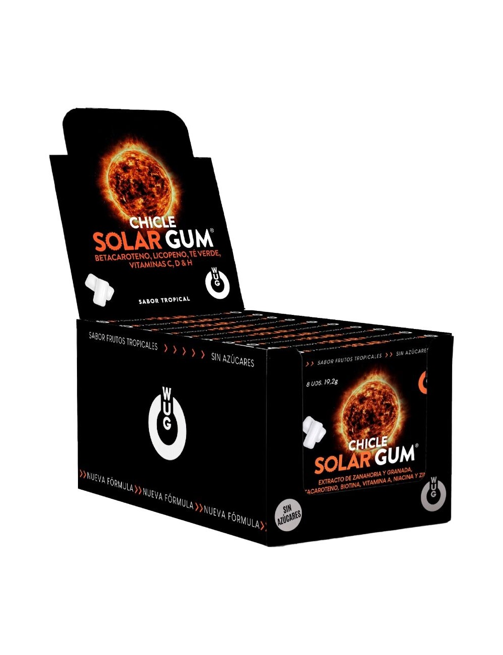 WUG Solar Gum – DISPLAY 12 X 8 UDS | El chicle que prepara tu piel para el sol