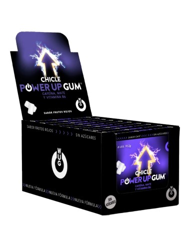 WUG POWER UP – DISPLAY 12 X 8 UDS | Chicle energético para concentración y resistencia