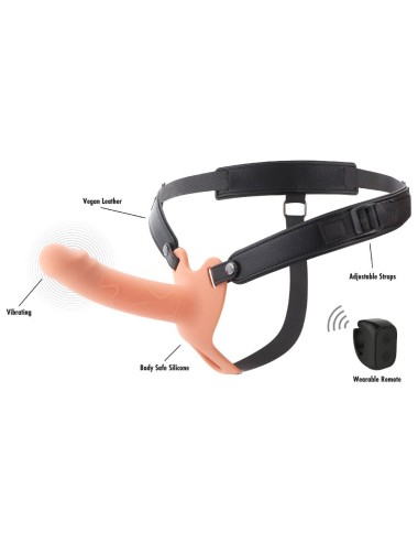 HIDDEN DESIRE - INFERNO STRAP-ON FUNDA PARA PENE CON VIBRACIÓN 16 CM