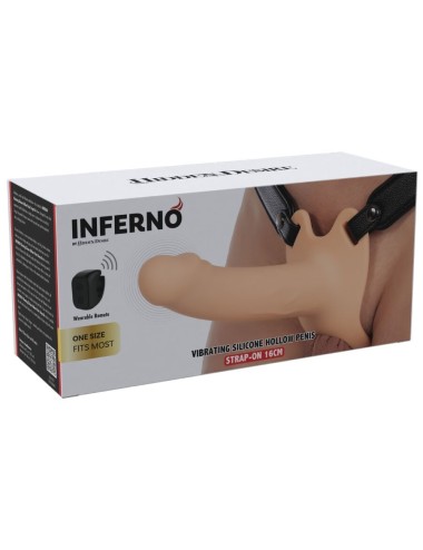 HIDDEN DESIRE - INFERNO STRAP-ON FUNDA PARA PENE CON VIBRACIÓN 16 CM
