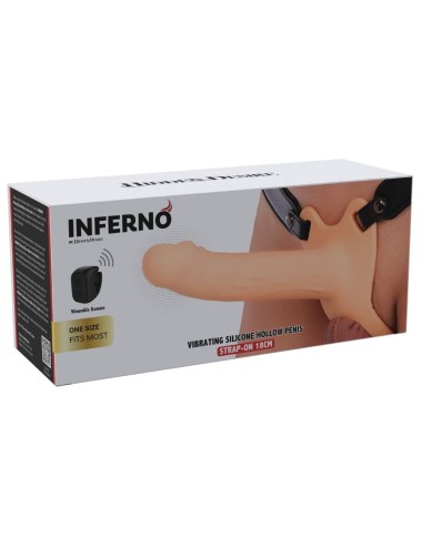 HIDDEN DESIRE - INFERNO STRAP-ON FUNDA PARA PENE CON VIBRACIÓN 18 CM