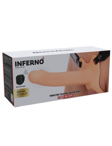 HIDDEN DESIRE - INFERNO STRAP-ON FUNDA PARA PENE CON VIBRACIÓN 20 CM