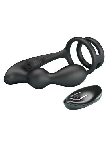 MR PLAY - ANILLO PARA PENE CON PLUG ANAL CON VIBRACIÓN CONTROL REMOTO