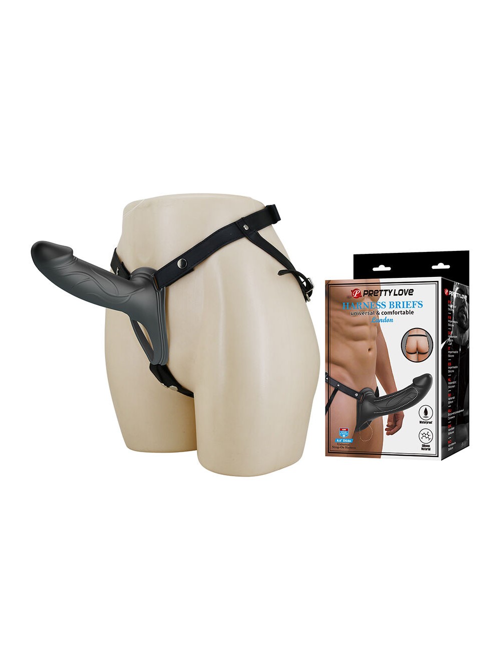 PRETTY LOVE - LANDON STRAP-ON CON VIBRACIÓN NEGRO