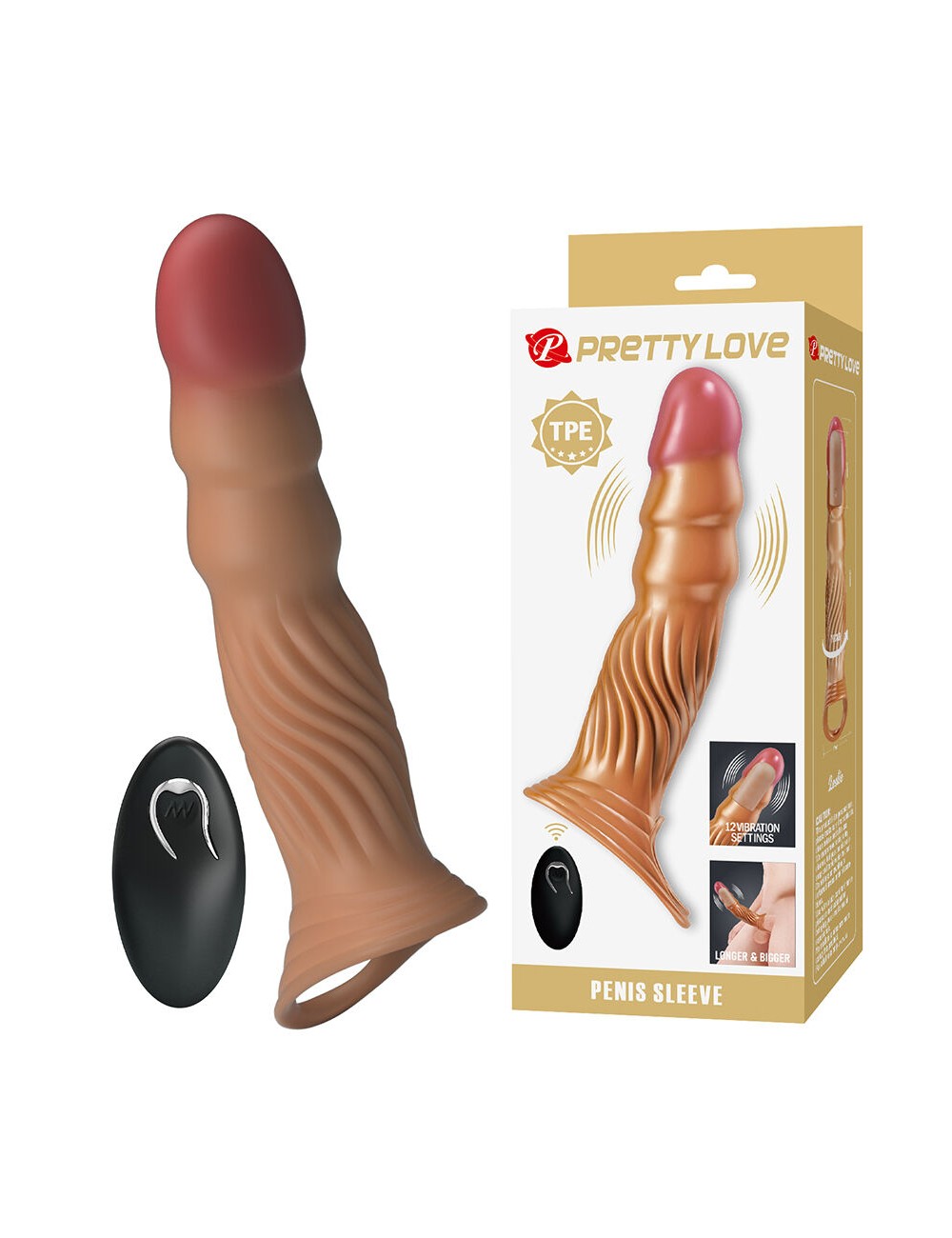 PRETTY LOVE - FUNDA PARA PENE TEXTURIZADA CON VIBRACIÓN Y CONTROL REMOTO