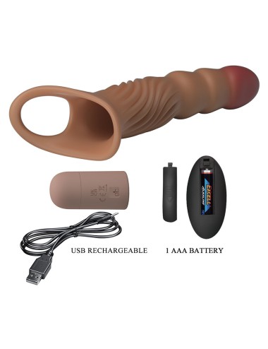 PRETTY LOVE - FUNDA PARA PENE TEXTURIZADA CON VIBRACIÓN Y CONTROL REMOTO