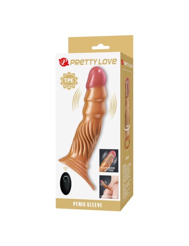 PRETTY LOVE - FUNDA PARA PENE TEXTURIZADA CON VIBRACIÓN Y CONTROL REMOTO