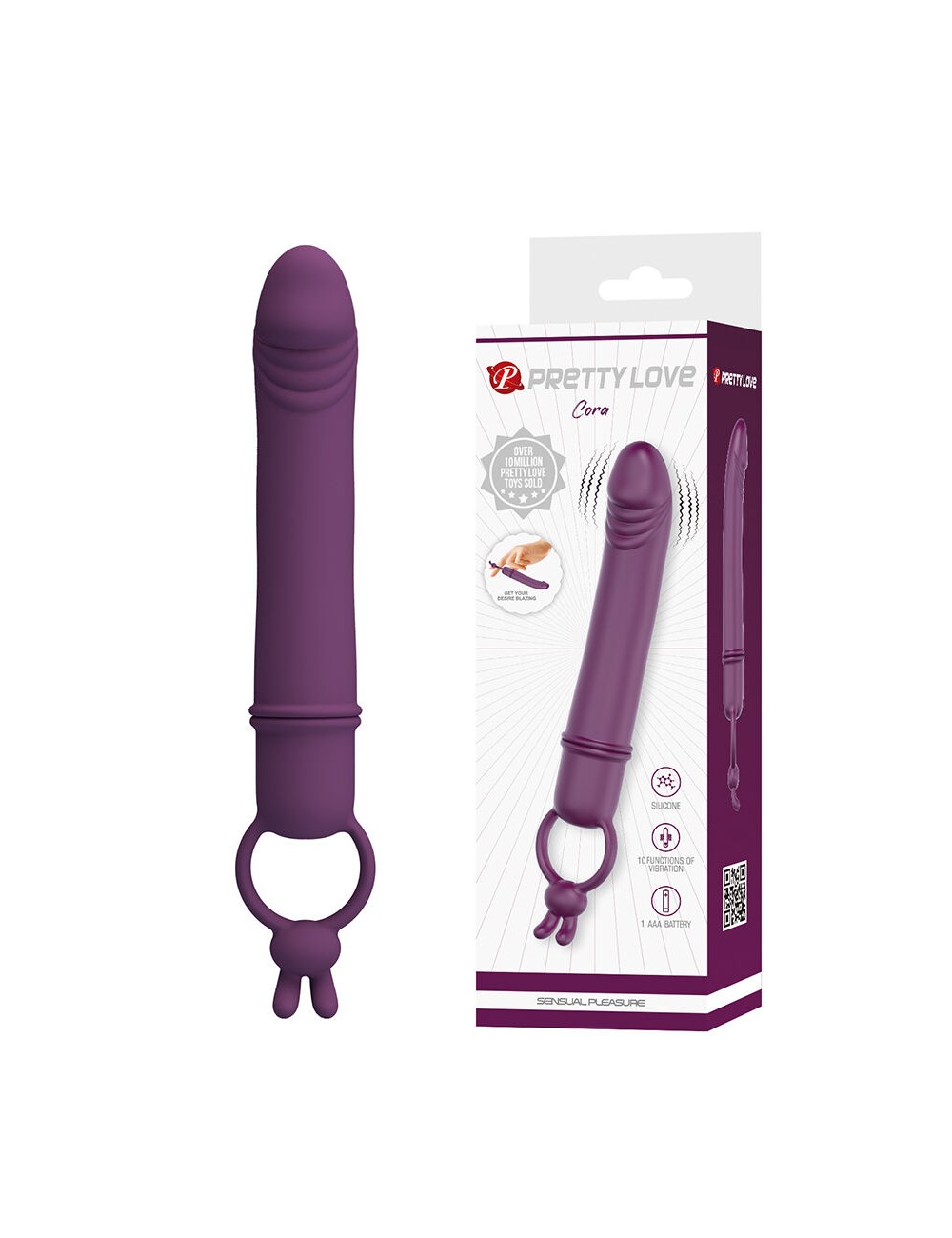 PRETTY LOVE - CORA VIBRADOR FORMA PENE CON ANILLO DE SUJECIÓN