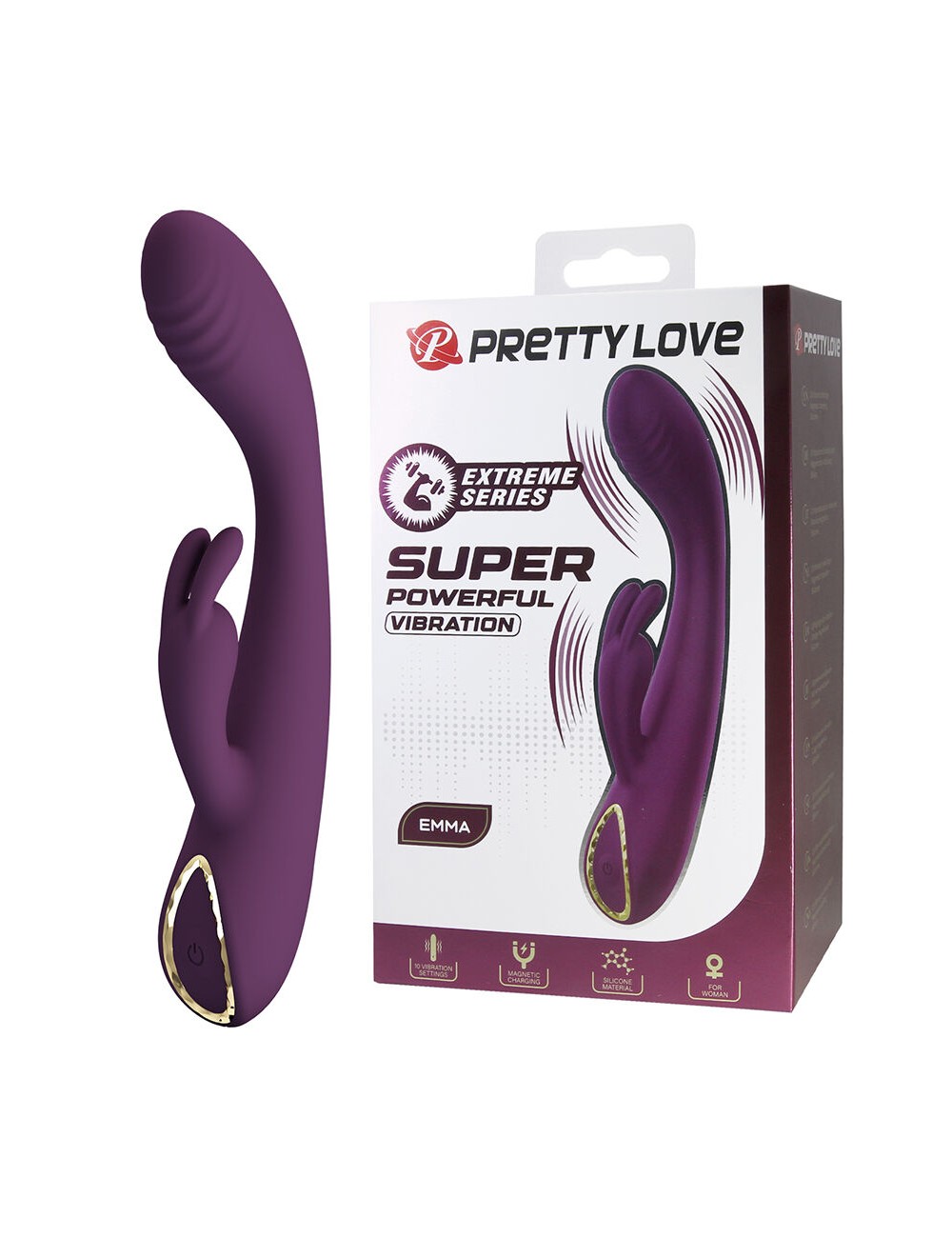 PRETTY LOVE - EMMA VIBRADOR CON ESTIMULADOR RABBIT MORADO