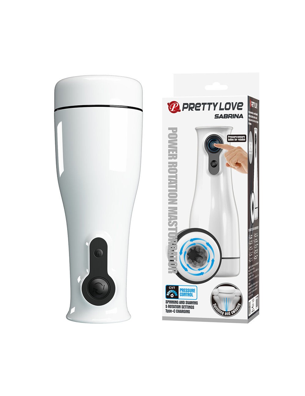 PRETTY LOVE - SABRINA MASTURBADOR MASCULINO CON ROTACIÓN Y BALANCEO