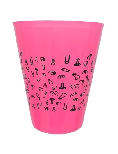 DIABLO PICANTE - VASO FUSCIA 500 ML CON PENES NEGROS
