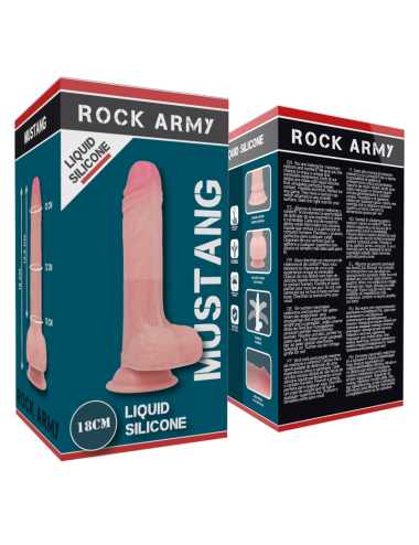 ROCKARMY - ARNÉS + LIQUID SILICONE DILDO PREMIUM MUSTANG 18 CM -O- 4.14 CM