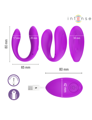 INTENSE - NORA ESTIMULADOR DE PINZA CON VIBRACIÓN MORADO