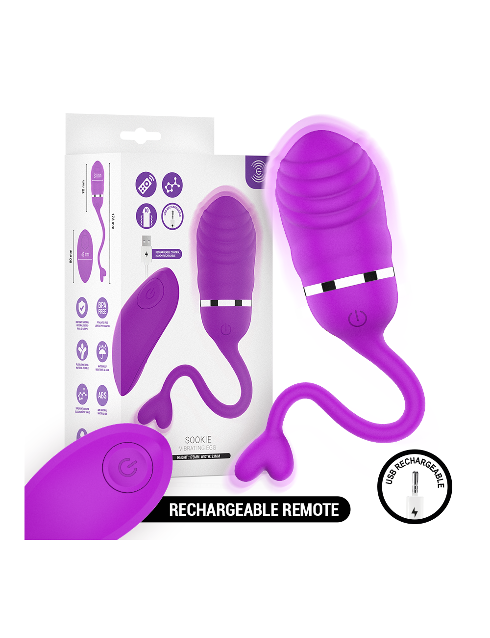 INTENSE - SOOKIE HUEVO VIBRADOR CON CONTROL REMOTO MORADO