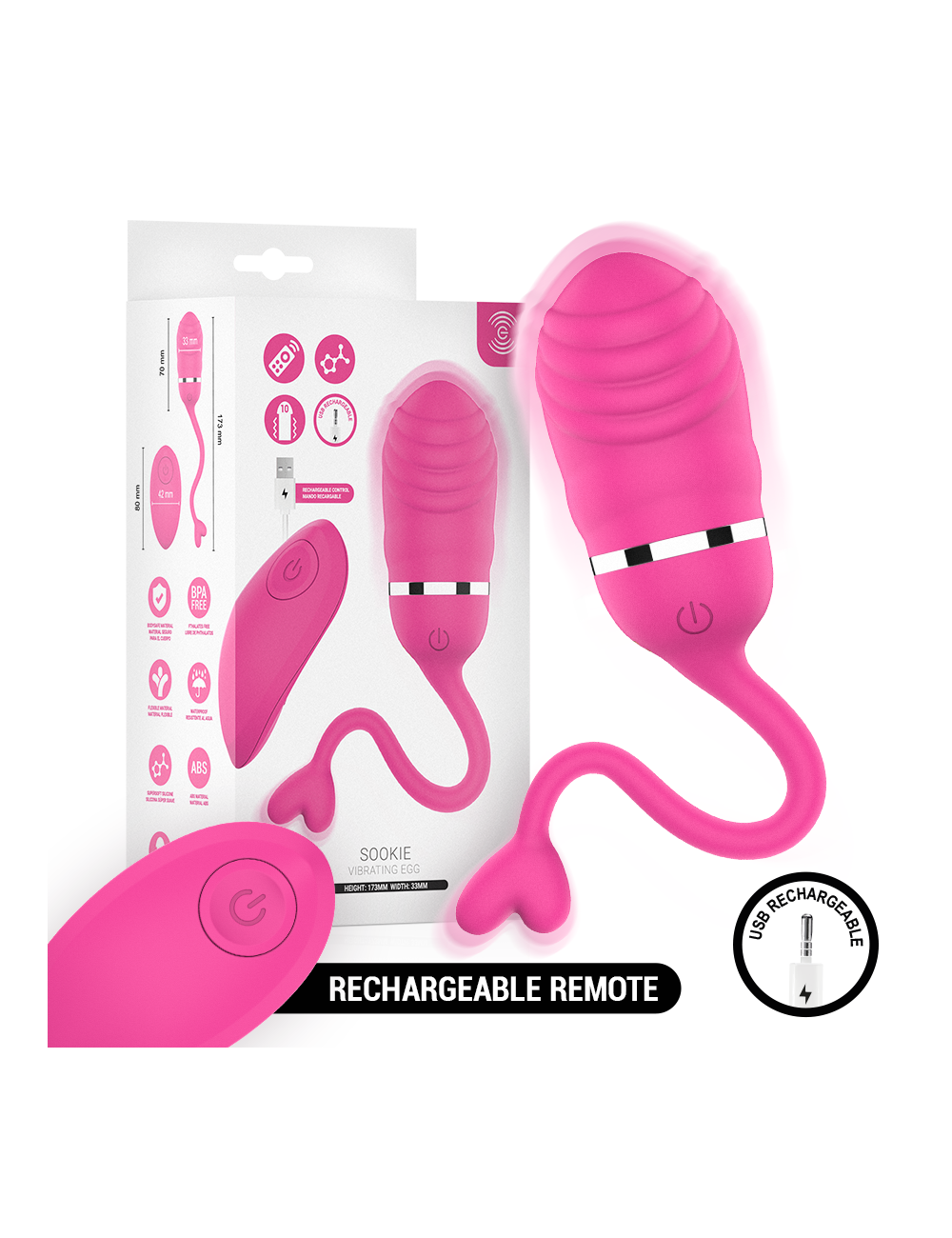 INTENSE - SOOKIE HUEVO VIBRADOR CON CONTROL REMOTO ROSA