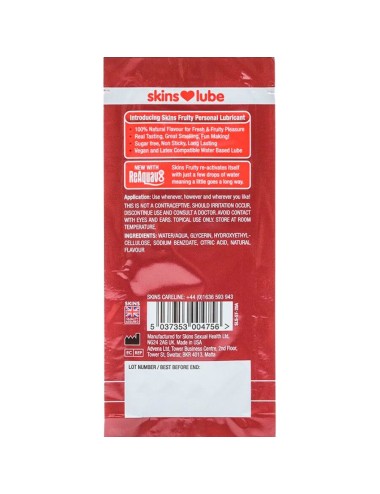 SKINS - FRUITY WATER-BASED LUBRICANT STRAWBERRY SINGLE-DOSE 5 ML