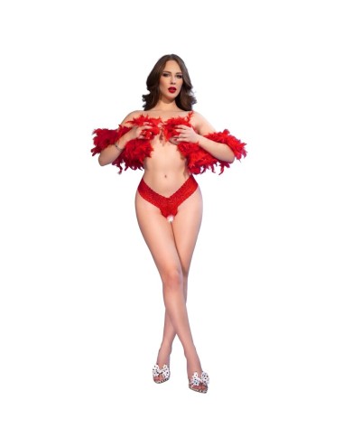 CHILIROSE - CR 4885 RED OPEN-CROTCH THONGS L