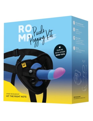 ROMP - PICCOLO HARNESS + SILICONE DILDO WITH TRICOLOR SUCTION CUP 14 CM