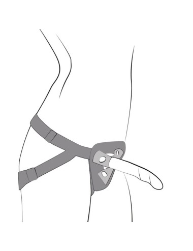 ROMP - PICCOLO HARNESS + SILICONE DILDO WITH TRICOLOR SUCTION CUP 14 CM