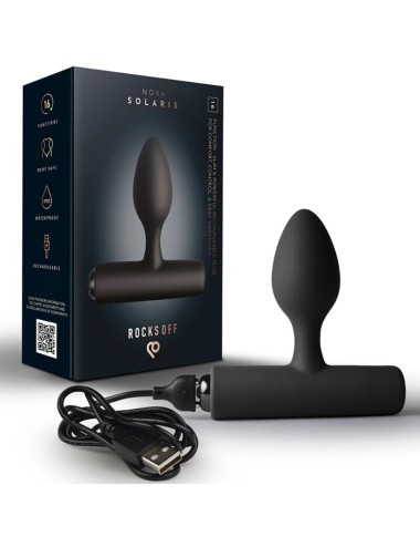 ROCKS-OFF - NOVA SOLARIS RECHARGEABLE SLIM & POWERFUL ANAL PLUG 16 FUNCTION BLACK