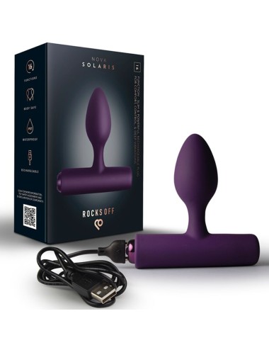 ROCKS-OFF - NOVA SOLARIS RECHARGEABLE SLIM & POWERFUL ANAL PLUG 16 FUNCTION PURPLE