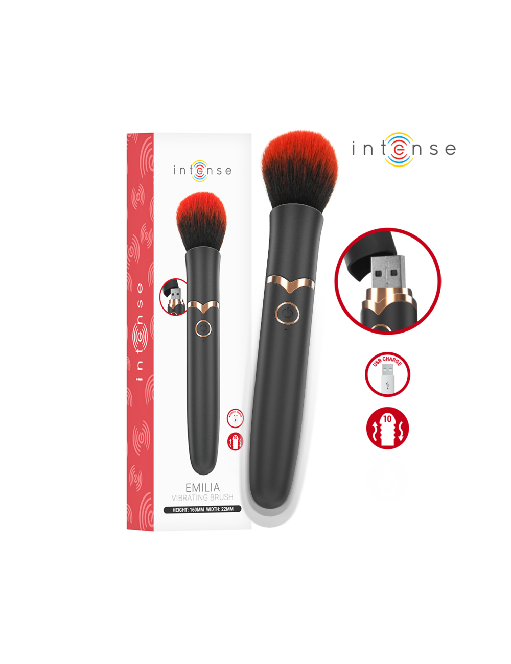 INTENSE - EMILIA VIBRATING BRUSH 10 VIBRATIONS 16 CM