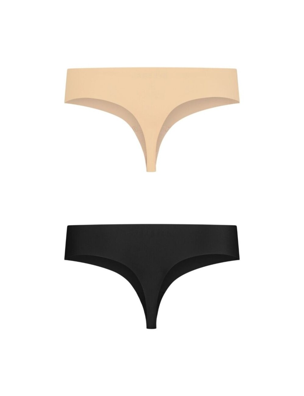 BYE-BRA - INVISIBLE THONG 2 PACK BEIGE & BLACK SIZE XXL