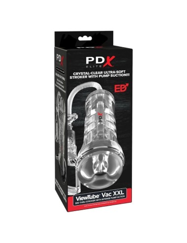 PDX ELITE - VIEWTUBE VAC XXL TRANSPARENT STROKER WITH SUCTION PUMP 27.3 CM